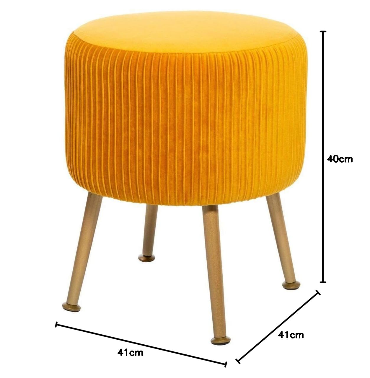 ATMOSPHERA CREATEUR D'INTERIEUR - Sgabello in velluto plissettato giallo senape