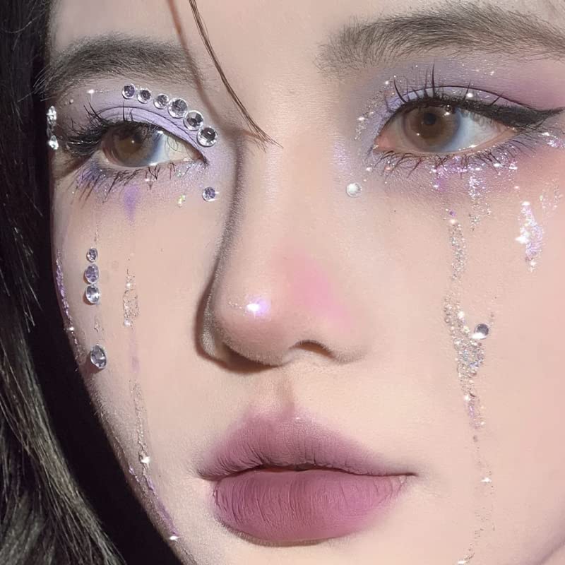 Miniatura 3 de 4 hojas de gemas faciales con diamantes de imitación para ojos, gemas pequeñas para la cara, calcomanías de diamantes de imitación autoadhesivas