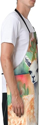 Miniatura 8 de Delantal para mujeres y hombres, delantales Waterpoof, delantales de trabajo ajustables con diseño de flores blancas para lavar platos