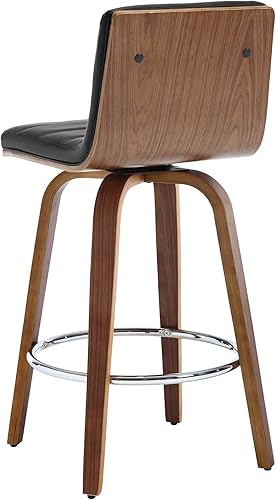 Miniatura 7 de Taburetes de bar de 26 pulgadas de altura de mostrador, taburetes giratorios de piel sintética con respaldos, respaldo en forma de L y asiento Negro