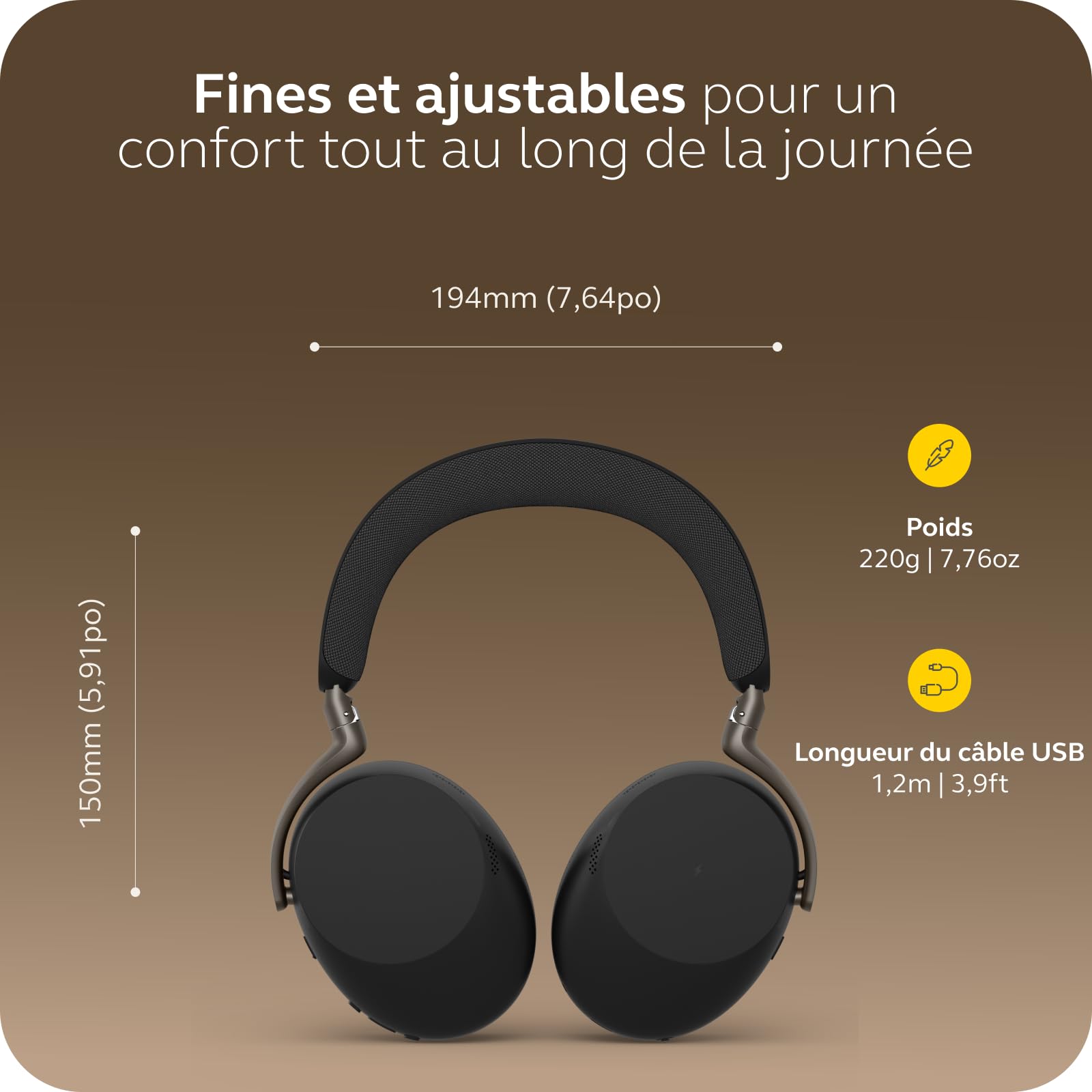 Jabra Evolve3 85 Casque Over-Ear Bluetooth sans Fil avec Micro et Station de Charge pour Travail, USB-C, IA Appel Vocal, ANC Adaptative, 25h, Compatible Applications de réunion, Noir