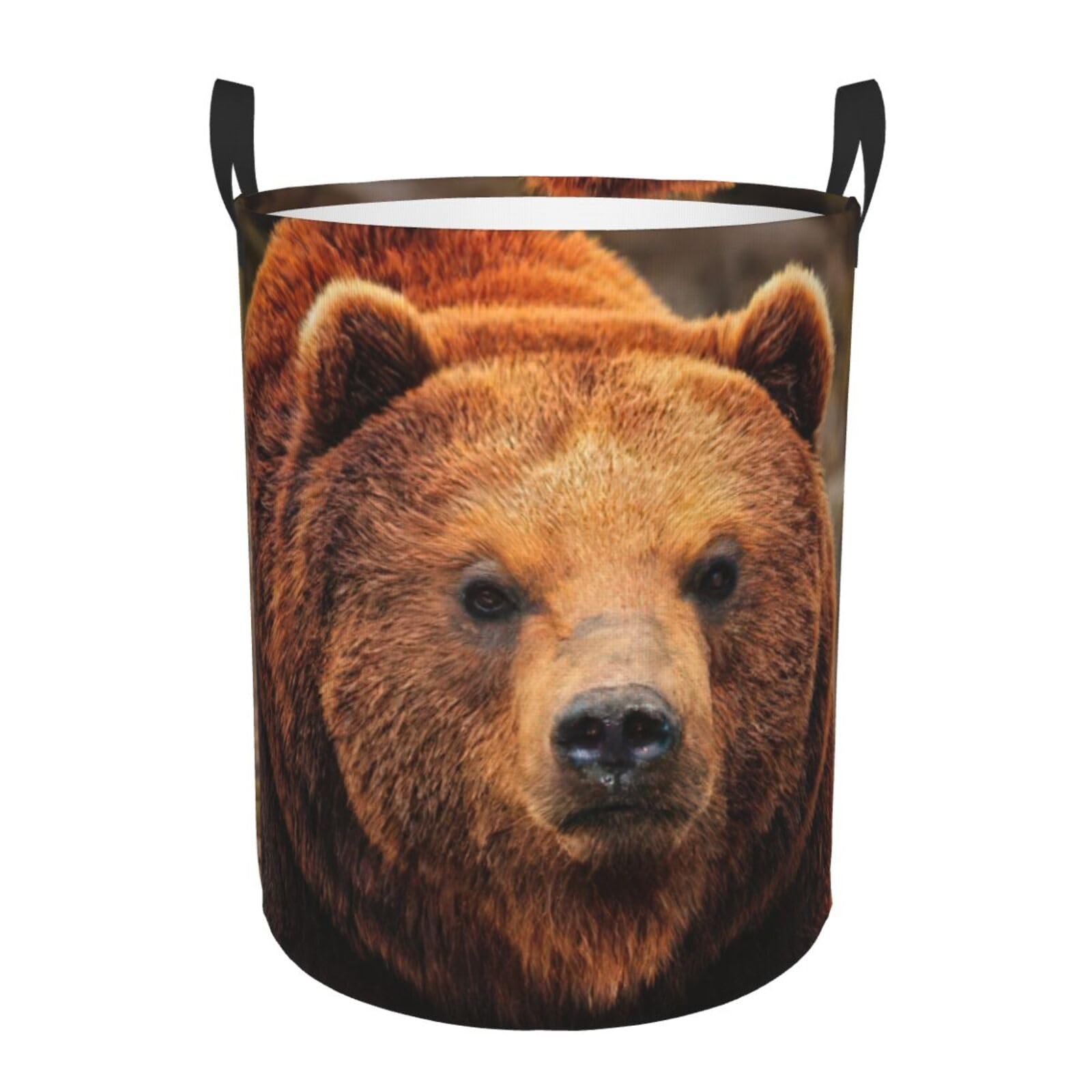 Panier à linge haut imprimé ours Grizzly pour rangement de chambre