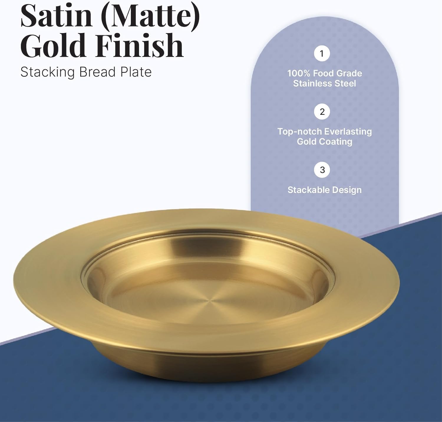 Communion Ware | Stainless Steel Communion Gold Bread Plate for Churches | Holy Stackable Communions Bread and wafers Serving Plate | Communions Supplies – Shiny Gold Finish