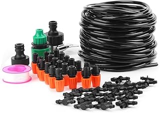 Sistema de Irrigação para Jardim, Kit de Micro Irrigação por Gotejamento, Sistema de Rega para Plantas DIY Conjunto de Equipamentos de Irrigação Automática de Água para Jardim Estufa, Canteiro de Flor, Pátio, Gramado
