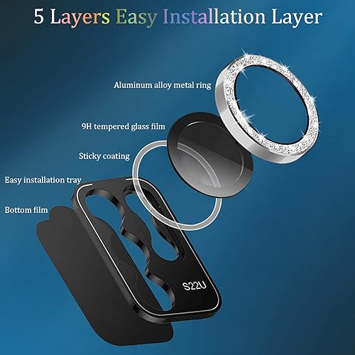 Miniatura 4 de Protector de lente de cámara para Galaxy S23 Ultra, anillo de aleación de aluminio 9H, vidrio templado, antiarañazos, accesorios decorativos para