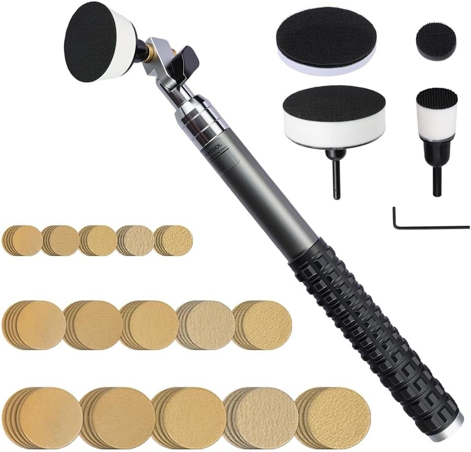 Bowl Sander Tool Kit with 1" - 3"Hook & Loop Sanding Discs,75 Piece Sandpaper Backing Pads with Foam Interface & Handle