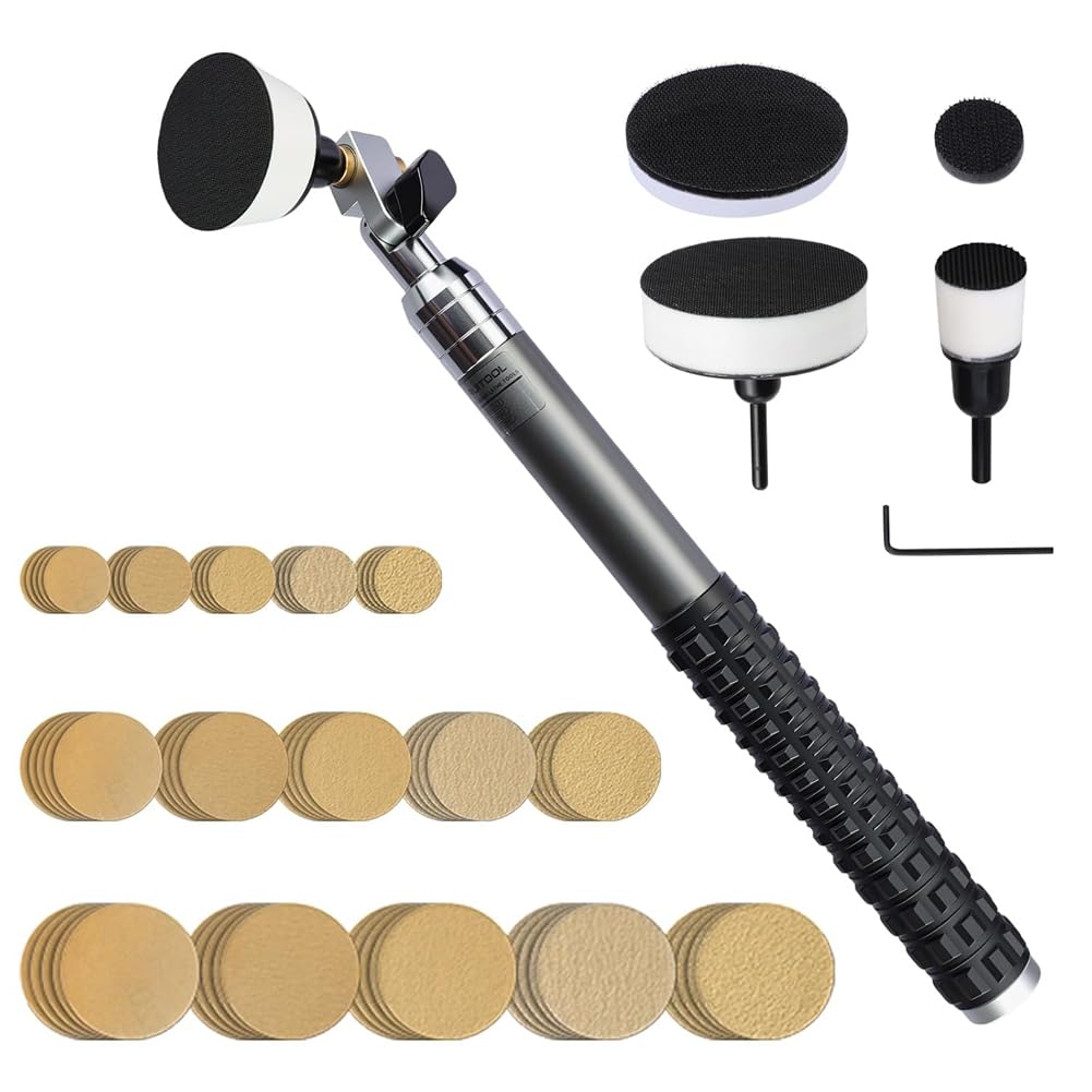 Kit de Herramientas para Lijadora de con Discos de Lijado con Adhesivo de Nailon de 1" A 3", 75 Hojas de Lija, Almohadillas de Soporte con Interfaz de Espuma y