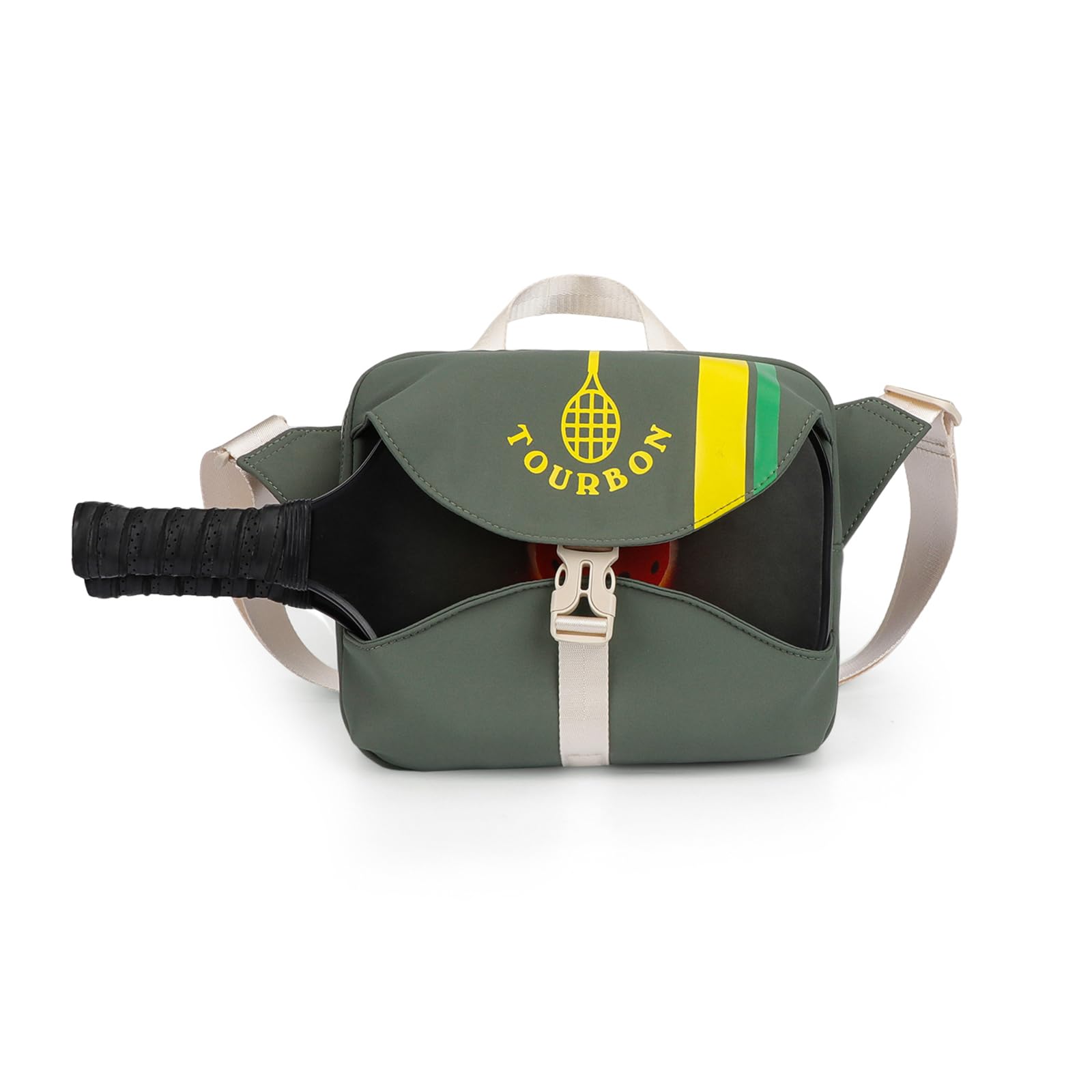 Tourbon Sac de pickleball en nylon imperméable avec porte-pagaie de pickleball et poches zippées