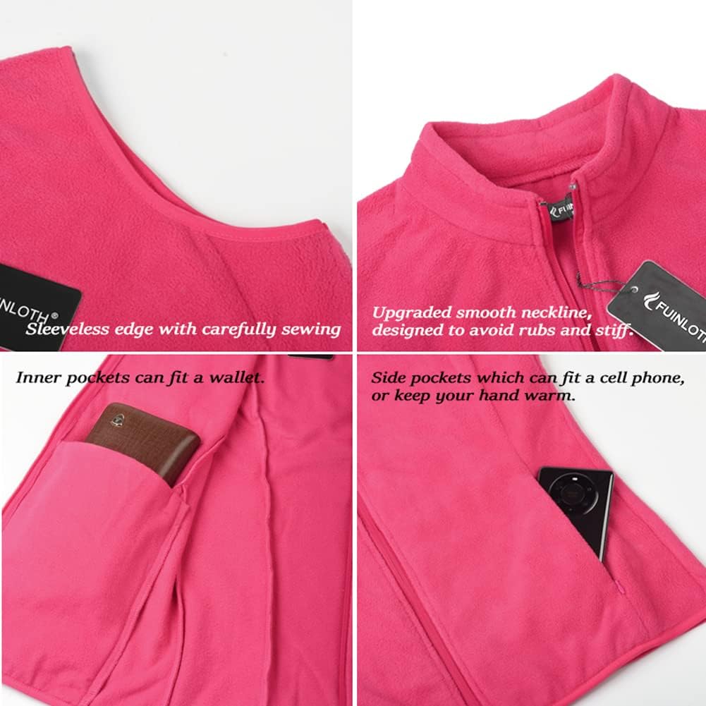 Fuinloth Women's Fleece Vest, Polar Soft Sleeveless Classic Fit with Zip up Pockets - Image 4