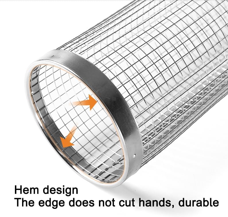 Miniatura 2 de Cestas de parrilla enrollables, tubo de red para barbacoa al aire libre, 304 Baskests de acero inoxidable, accesorios de cocina grandes para