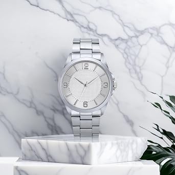 NUOVO メンズ クラシックウォッチ 41mm 文字盤 シルバー ステンレススチール ケースとバンド アナログ表示 アラビア数字 防水, シルバー, クラシック