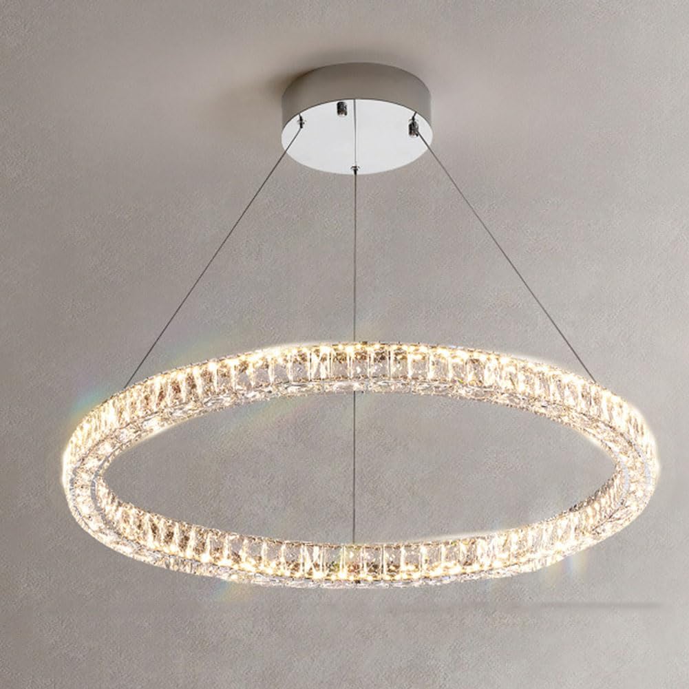 HXYSXHJUO led light luxury circle staircase grand chandelier, crystal creative lamp, for living room master bedroom dining bedroom,80cm
