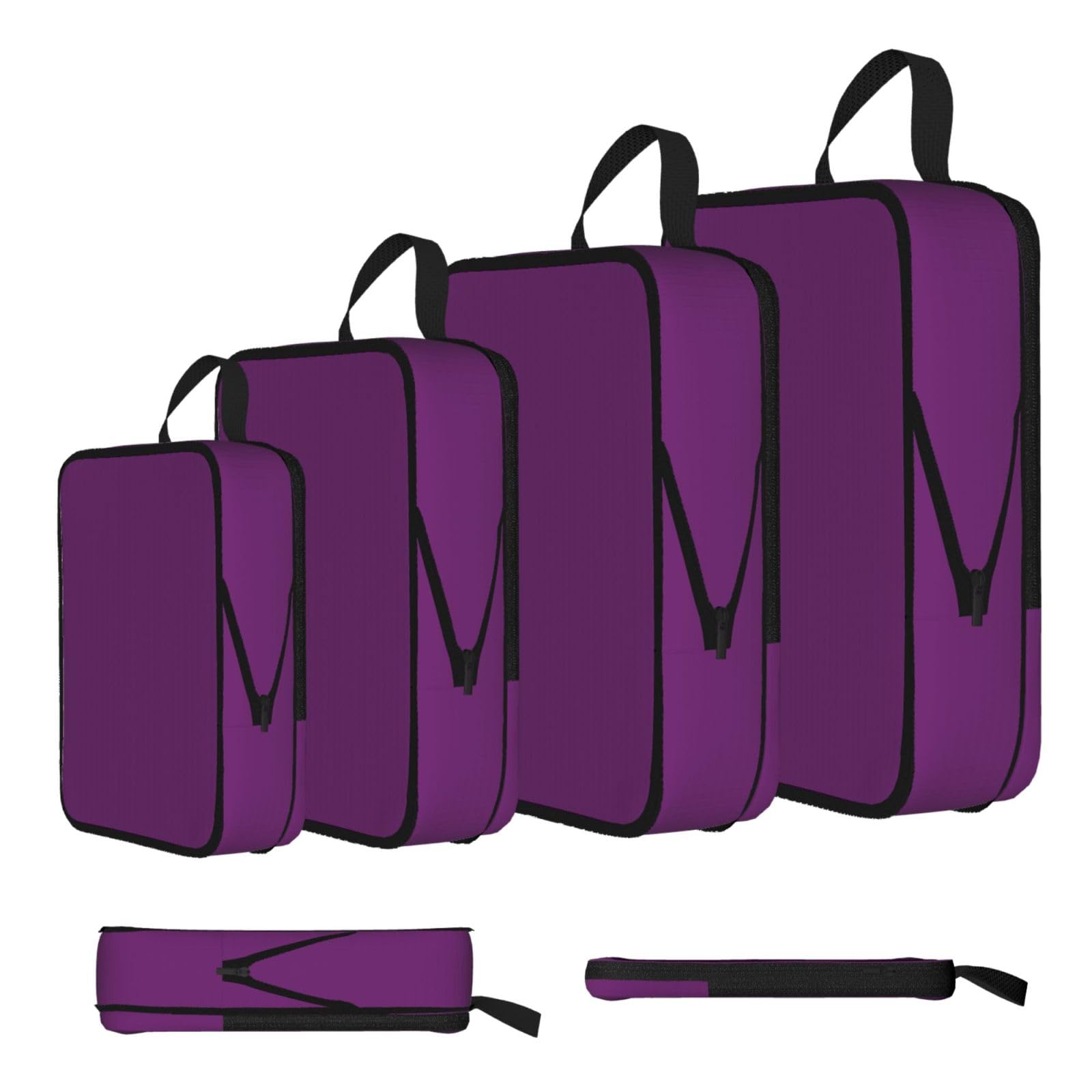 Sxzvvbn Black Purple Compression Packing Cubes 4 Piece Set