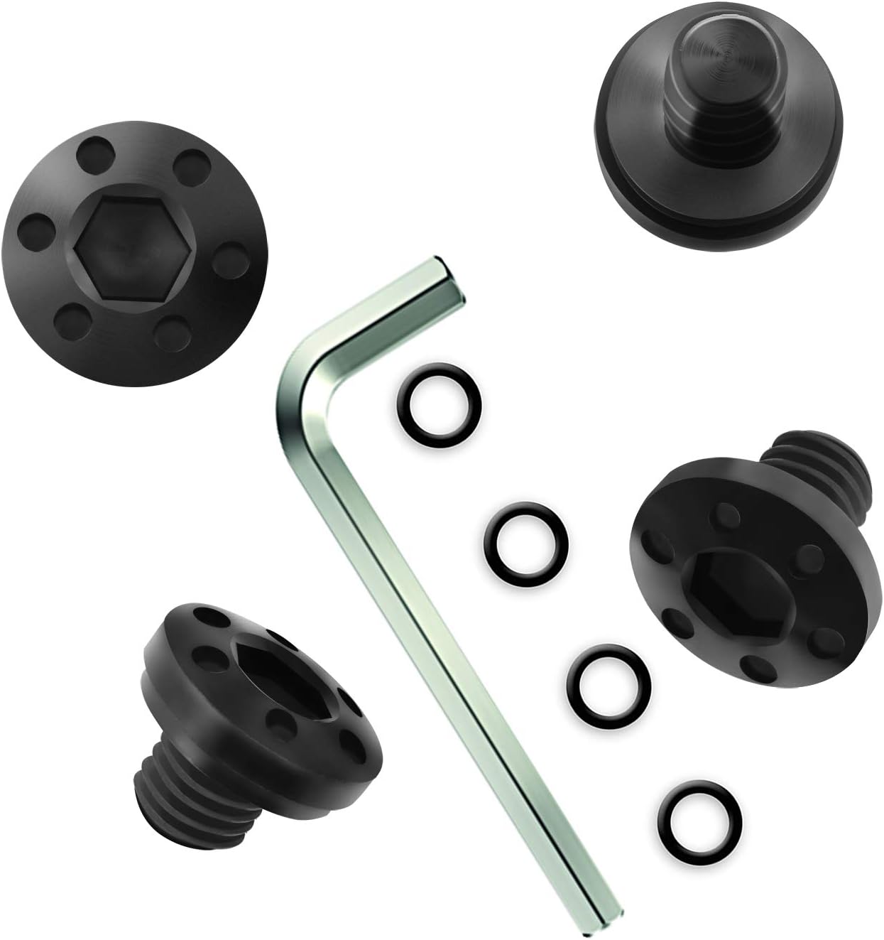 Guuun Grips Screws for Kimb Micro 9 & 380, 4 O-Rings, Allen Wrench, 4 Stainless Steel Thin Grip Screws Black