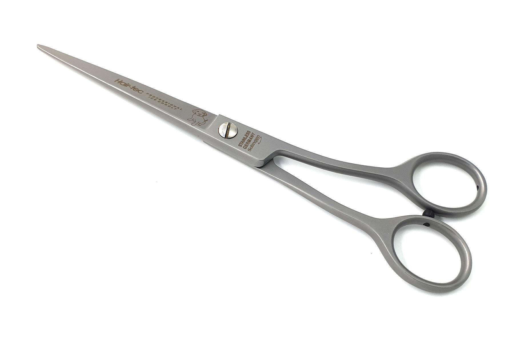Solinger, forbici professionali per cani, taglio dritto, forma ergonomica, senza gancio, lunghezza circa 18,5 cm, punta arrotondata