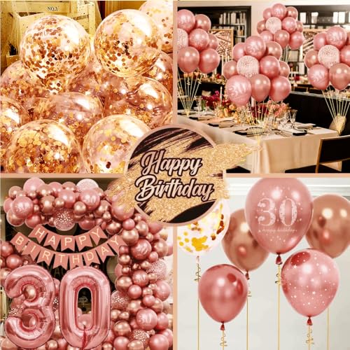 Happy 30th Birthday Decorations for Her Rose Gold Themed Balloons Arch — view 5