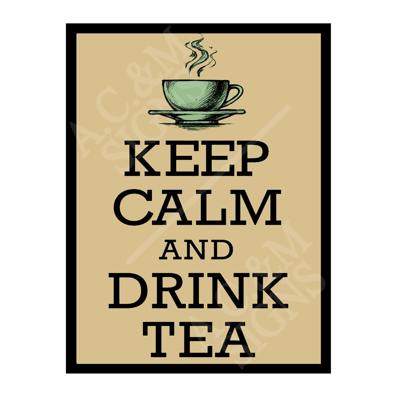 Keep Calm And Drink Tea Kitchen Sign Metal Plaque For Kitchen Home Bar Pub Man Cave Shed Garden Food Sign Home Decor Ref2294 (10X8 inches (Approx)25cmx20cm)