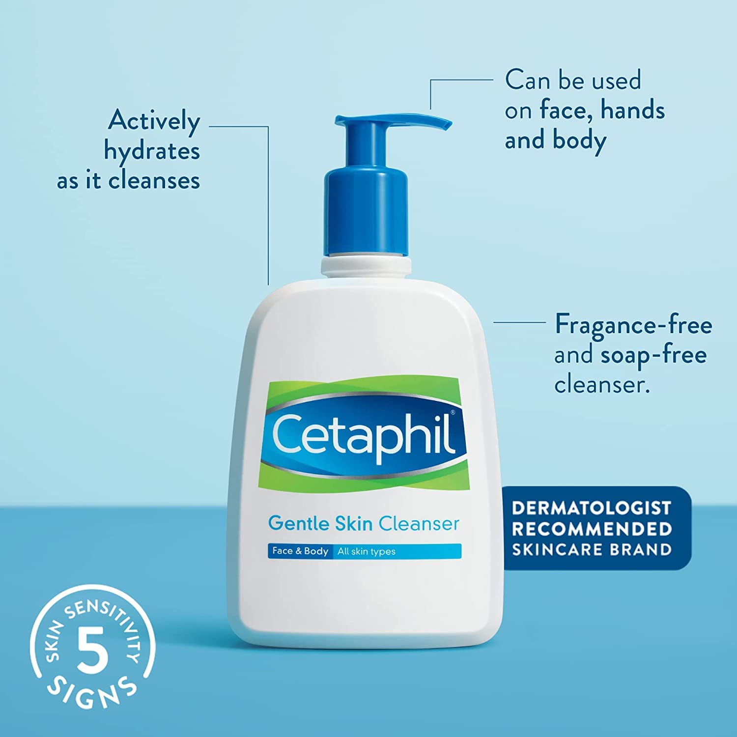 Cetaphil Gentle Skin Cleanser 118ml, Travel-Size Soap-Free Face & Body Cleanser for Sensitive Skin, Cleanses Without Stripping, Cabin-Bag Friendly, Use With or Without Water, Normal to Dry Skin