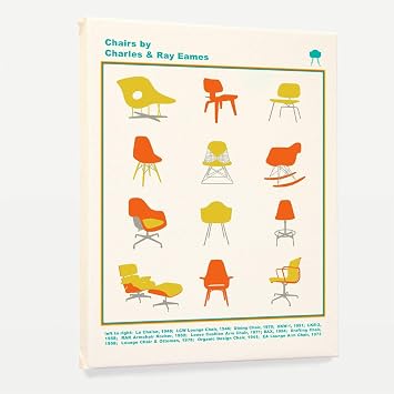Chairs by Charles and Ray Eames Poster Print - Mid Century Wall Art - House Home Decor - Mid Century Gift - 18 x 24 Canvas