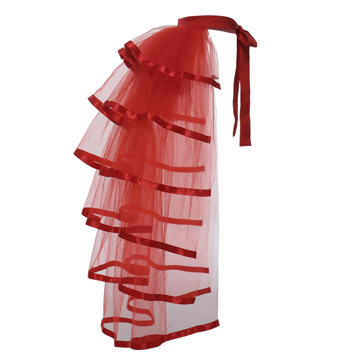 Graceart Women's Red Victorian Steampunk Tulle Bustle Vintage Tutu Belt Lace Underskirt Neo-Gothic Costume