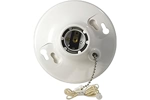 Leviton Top Wired Keyless Lamp Holder with Pull Chain and 15 Amp Rating