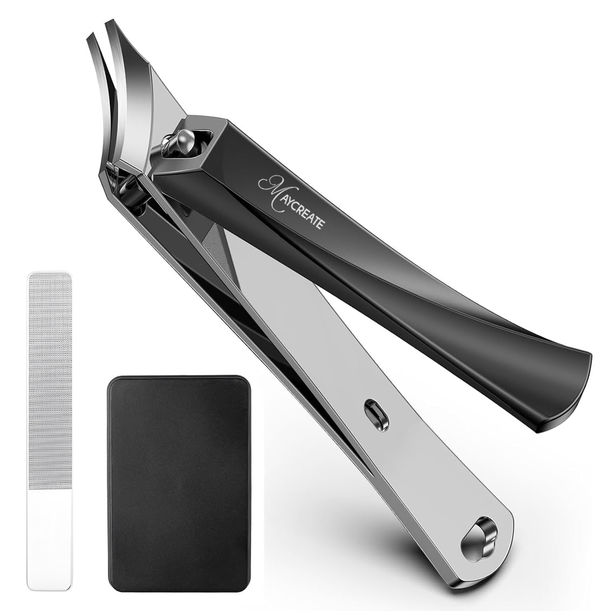 MAYCREATE 2pcs Slanted Nail Clipper Heavy Duty Stainless Steel Nail Cl
