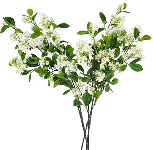 Miniatura 8 de Melorca&Guilla Plantas artificiales, 3 ramas sintéticas verdes de 36 pulgadas para jarrón, tallos de vegetación sintética para tienda, jardín,