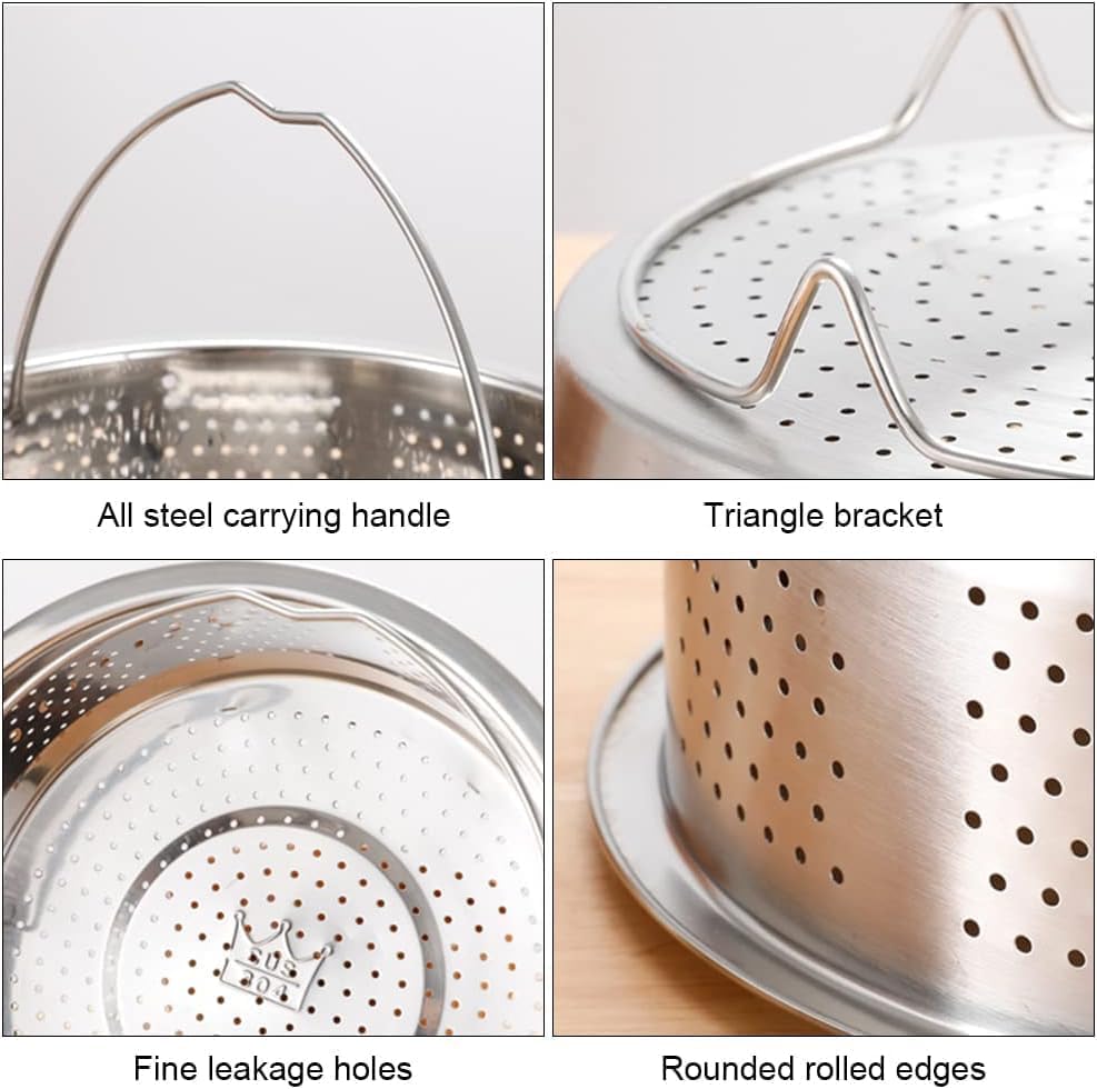 Image of Steamer Basket Metal Insert Steaming Rack For Rice Cooker Steamer Basket With Handle For Vegetables, Fish, Seafood Cooking Warmer Kitchen Strainer Kitchen Cookware Silver (1ps /20 * 9 * 7 CM)