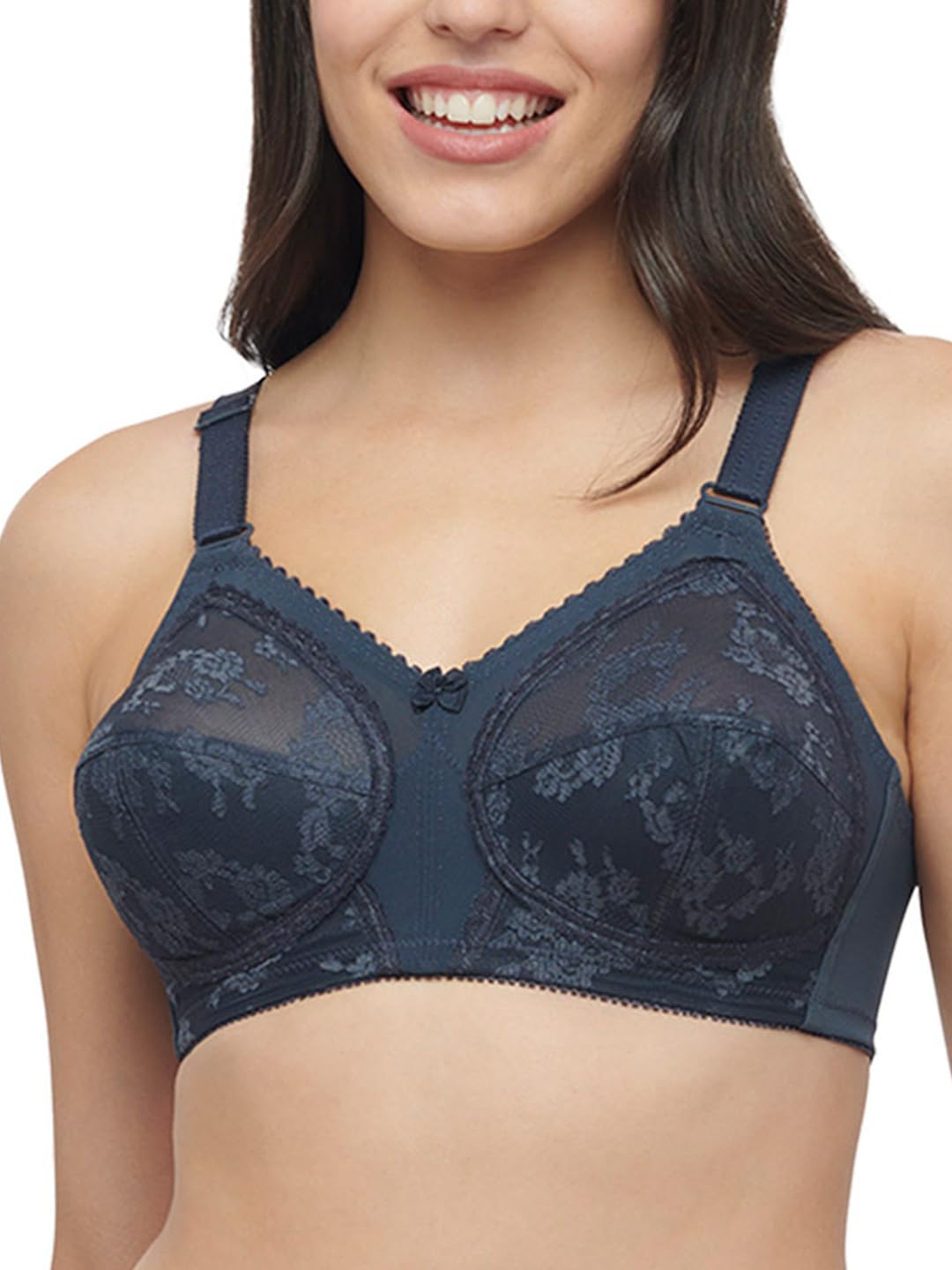 Triumph T-Shirt Bra for Women with Lace | Non-Wired | Non-Padded | Full Coverage | Wide Straps | Plus Size Support | Up