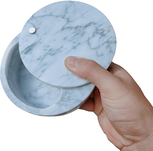 Miniatura 10 de Bodega de sal de mármol y caja de almacenamiento con dos compartimentos, caja de sal con tapa giratoria para almacenar especias (negro)