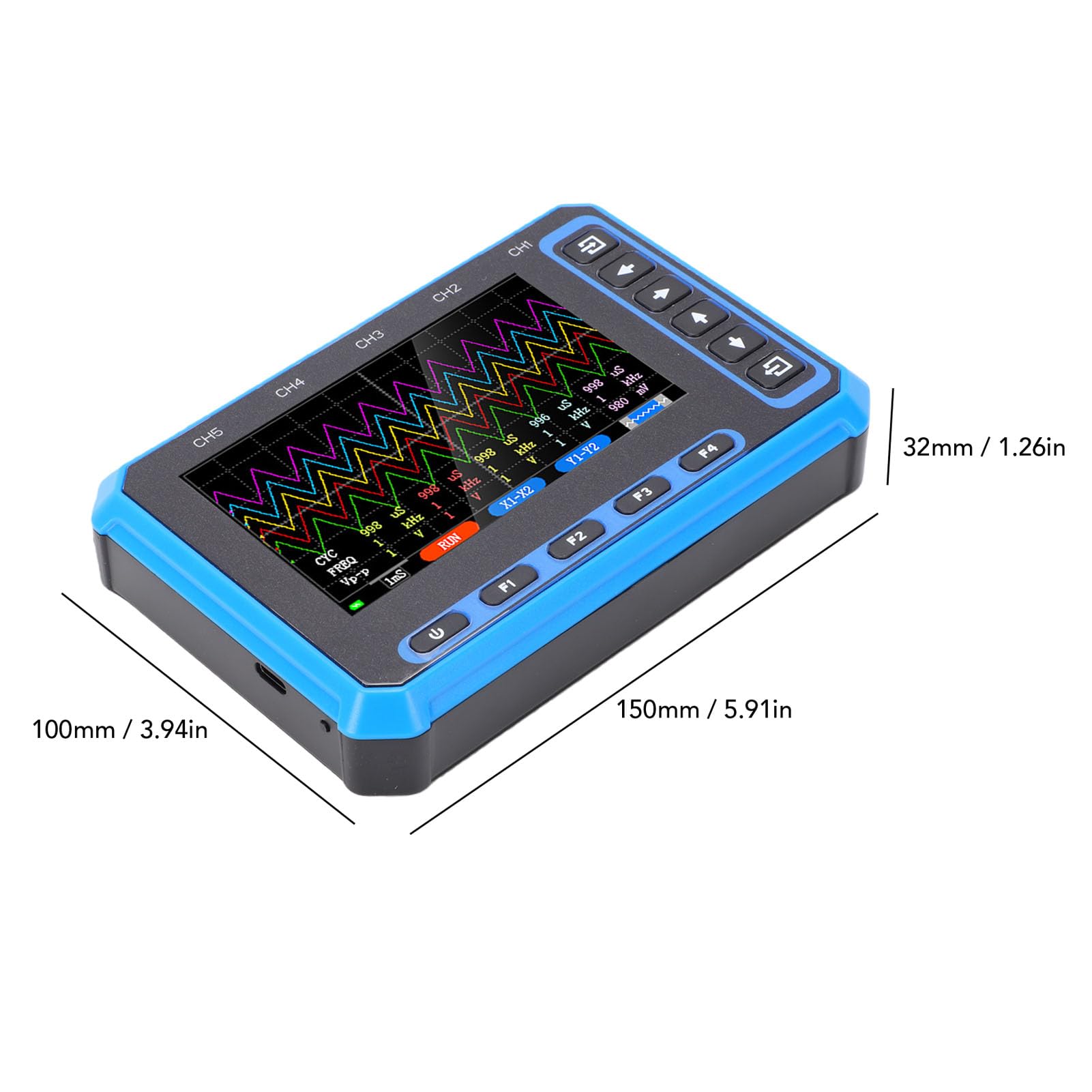Osciloscopio Portátil de 5 Canales, Ancho de Banda de 1MHz con Pantalla de 4,3 Pulgadas, Analizador de Forma de Onda Preciso para Varios Proyectos