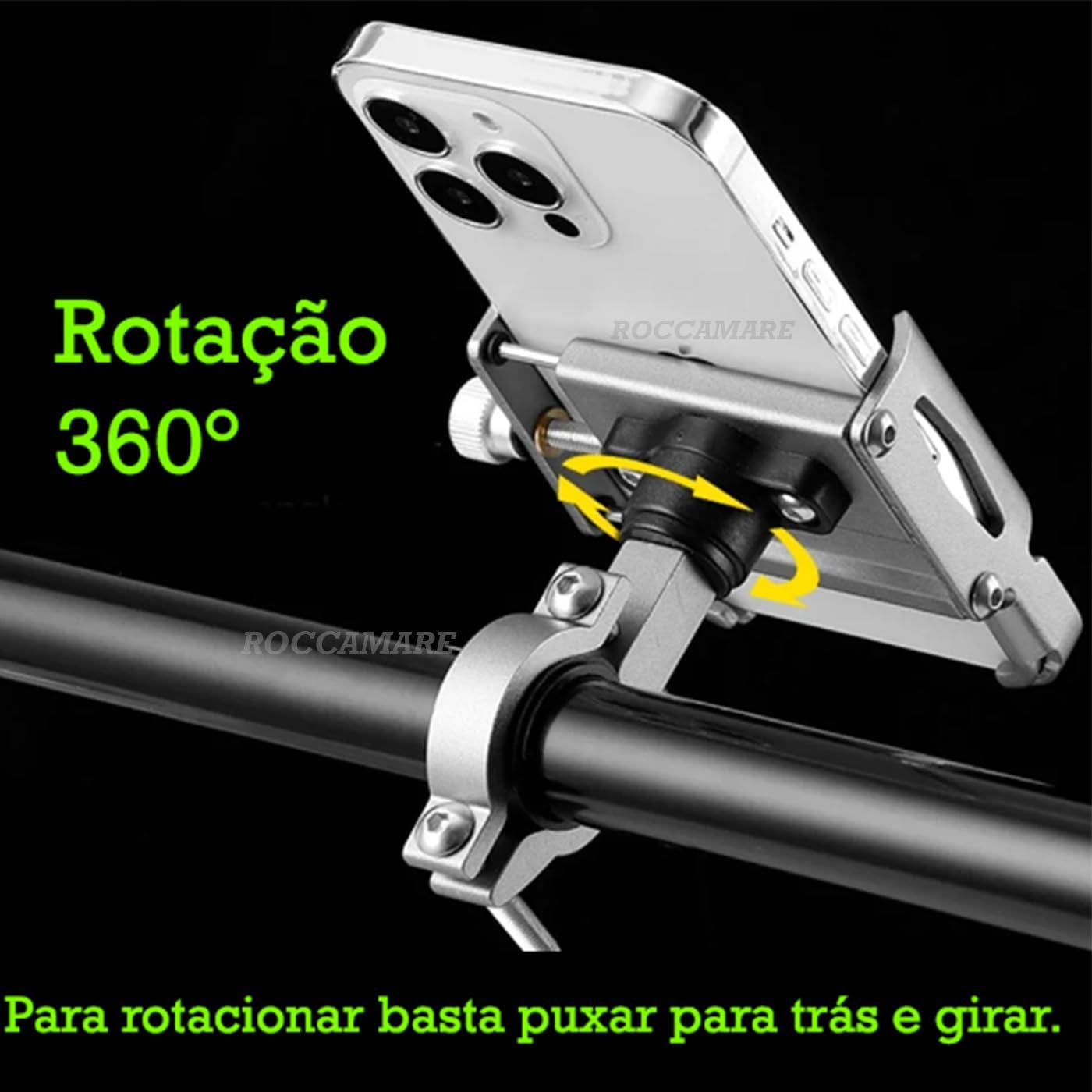 Suporte Celular Moto e Bicicleta Bike Universal Em Alumínio Rotação 360° - ROCCAMARE.