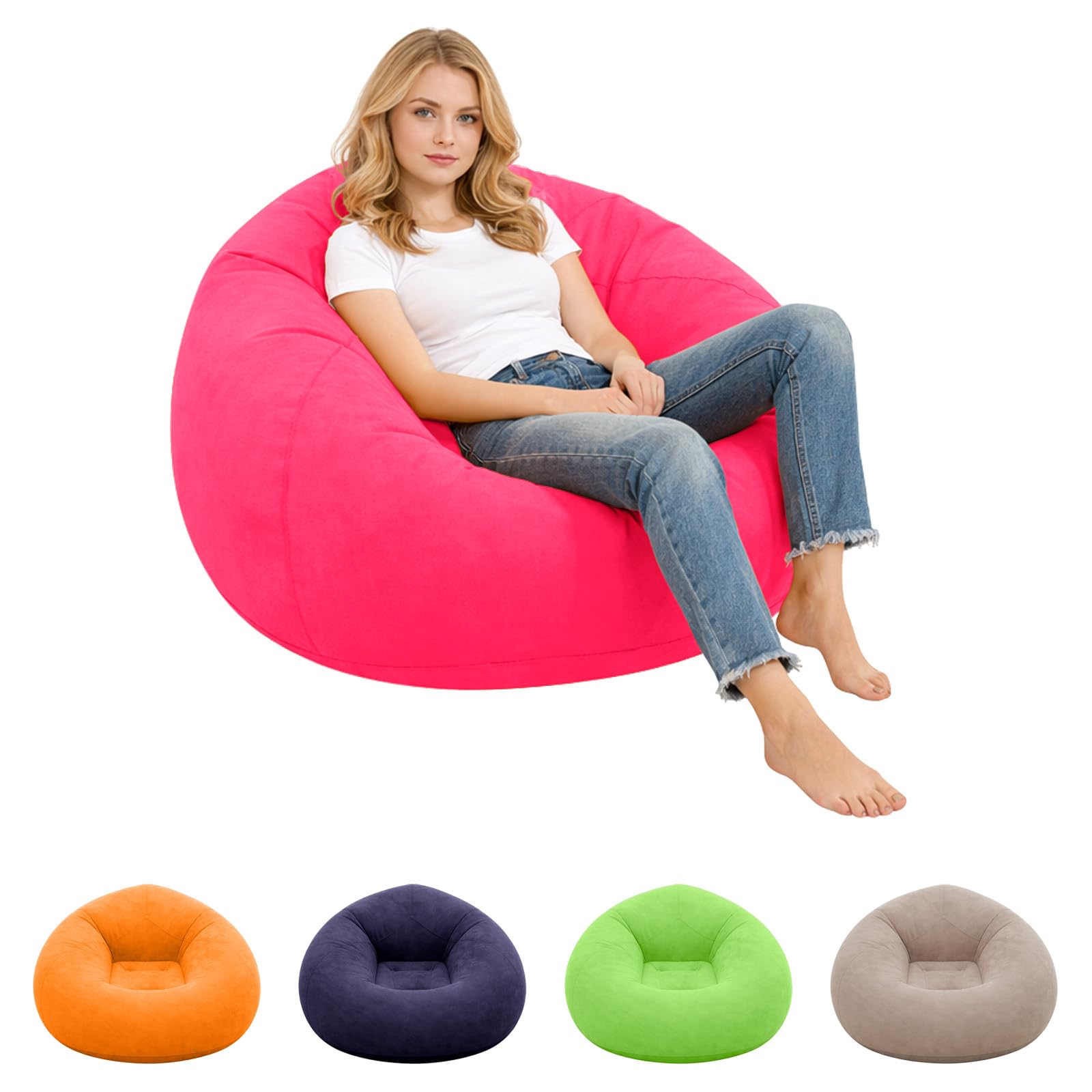 Pouf gonfiabile, 103 x 60 cm, divano gonfiabile, per esterni, per interni, soggiorno, camera da letto, super morbido, poltrona relax (rosso)