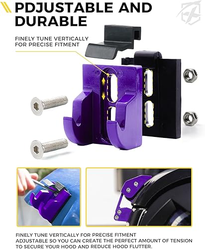 Miniatura 4 de Xprite Pestillos para capó con bandera de Estados Unidos compatibles con Jeep Wrangler JK JKU 2007-2018, JL JLU 2018-2021, Gladiator JT, cerraduras