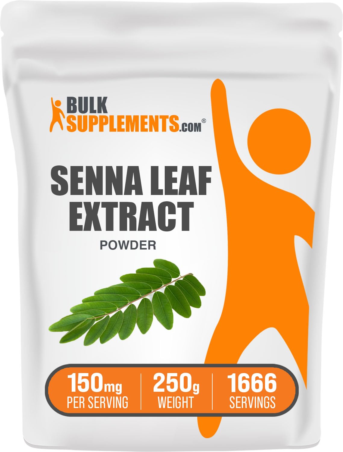 BulkSupplements.com Senna Leaf Extract - Herbal Laxatives, Sourced from Cassia Angustifolia Leaves, Senna Laxative - Gluten Free, 150mg per Serving, 250g (8.8 oz) (Pack of 1)