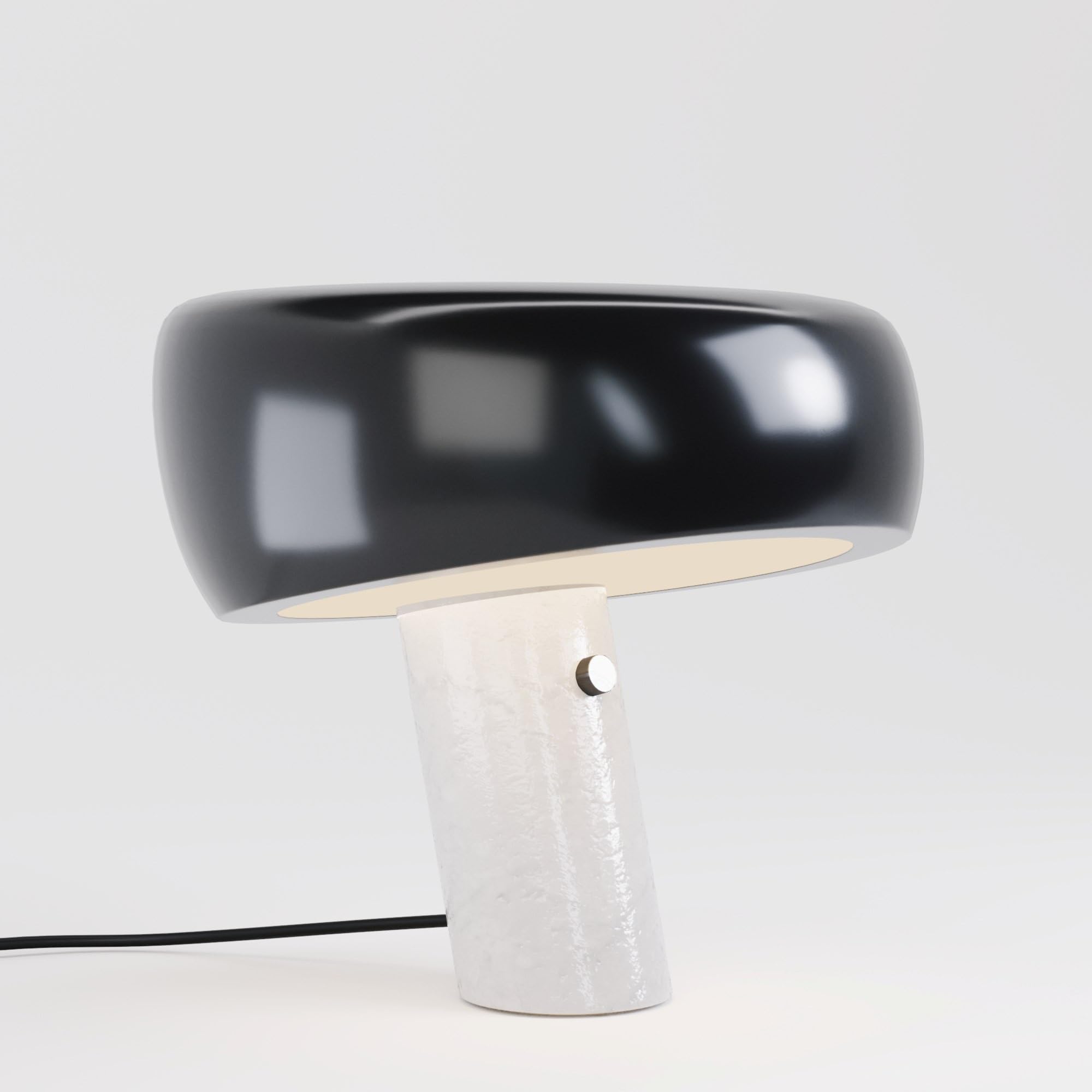 BARCELONA LED Lámpara de Mesa Moderna Negra con Base de Mármol Blanco, Diseño Clásico y Lujoso para Escritorio, Mesita de Noche o Sala, Estilo Retro y Elegante Pequeña Luz Directa E27, 28cm