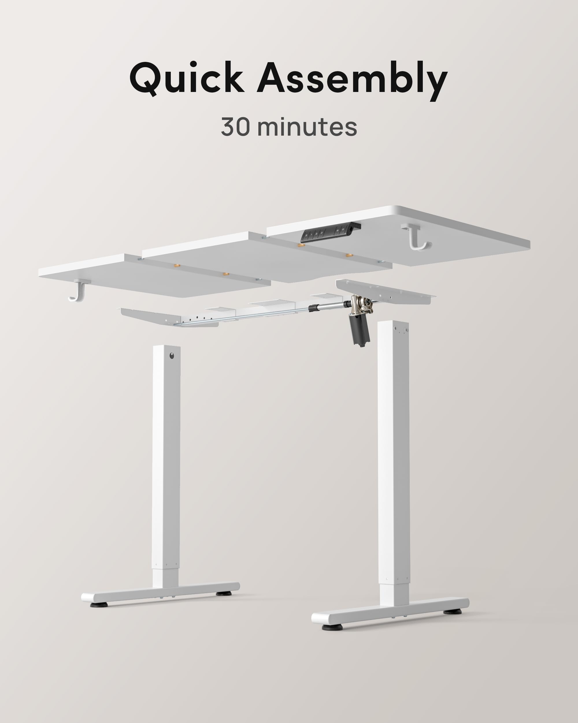 FEZIBO Höhenverstellbarer Schreibtisch mit USB-A und USB-C-Ladeanschlüssen, 120 x 60 cm Steh-Sitz Tisch, Schreibtisch Höhenverstellbar Elektrisch, Ergonomischer Computertisch Homeoffice, Weiß