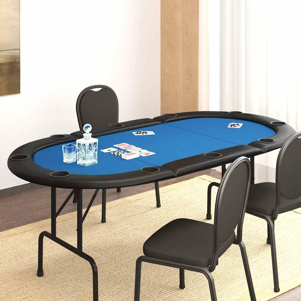 Générique Table de Poker Pliable 10 Joueurs Bleu 207x106x76 cm,Tables de Poker & de jeux-80403