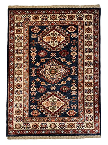 Colore: Rosso / Blu Tappeto Afghan Super Kazak  Tappeto Area  Annodato a mano  Tappeto