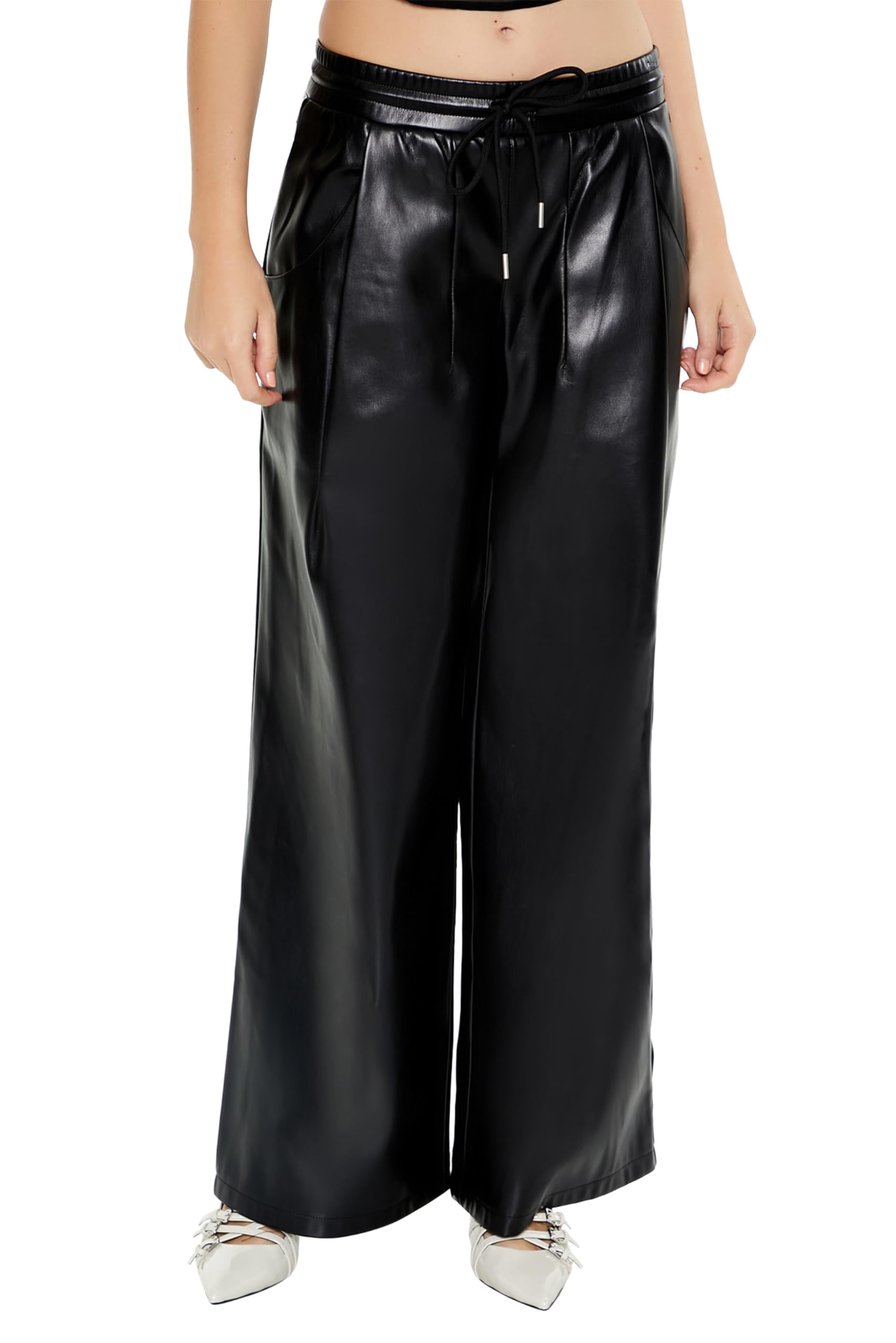 Forever 21 Faux Leather Drawstring Pants Pantalons Femme