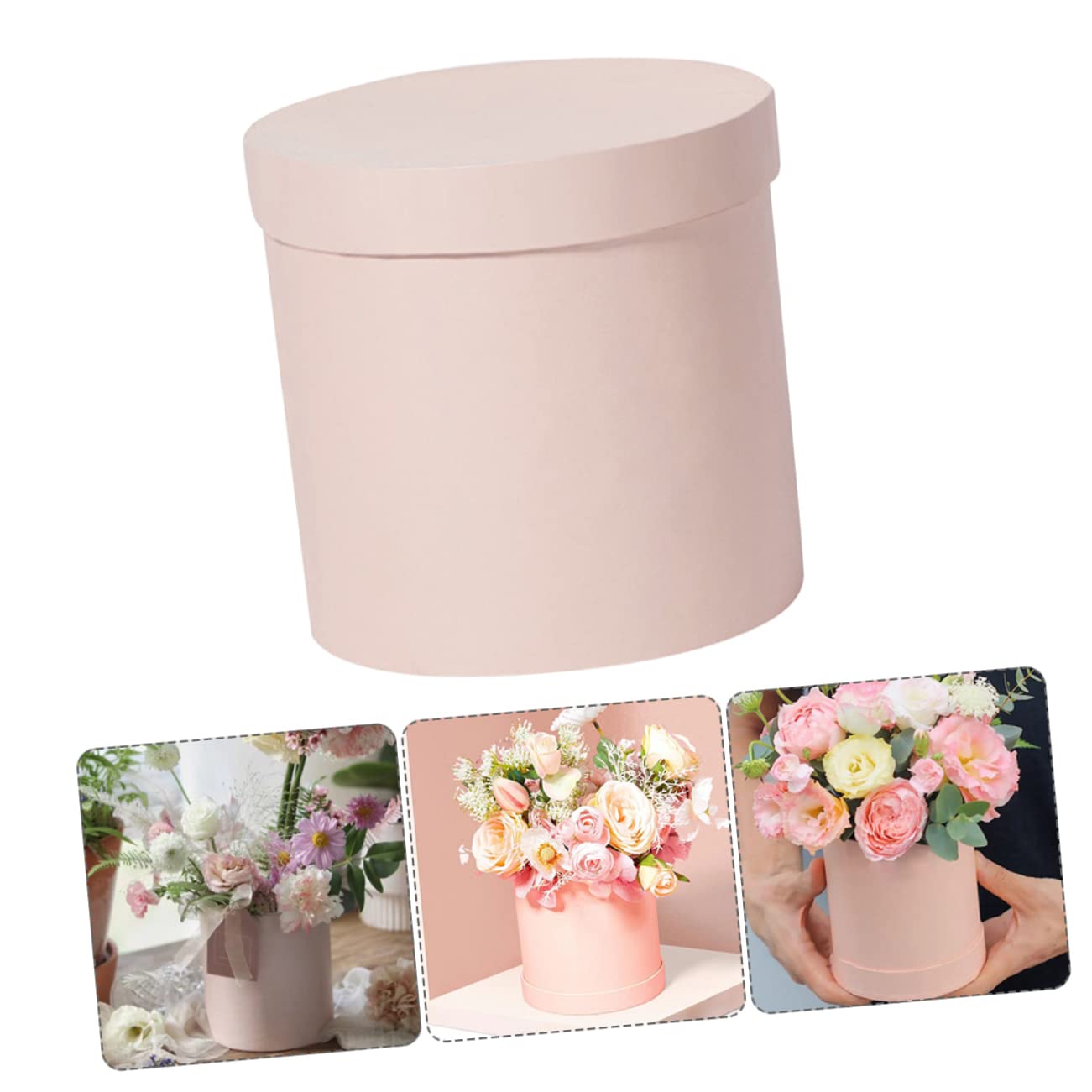 KOMBIUDA 4 Stücke Box Luxus Runde Floral Box Hochzeit Muttertag Geburtstag Blumenarrangements Blume Verpackung Papier