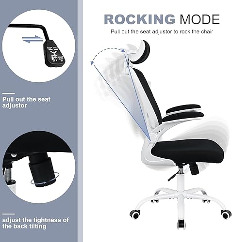 Miniatura 3 de Silla de oficina ergonómica de escritorio, cómoda altura ajustable con ruedas, soporte lumbar de malla, giratoria, computadora, hogar, oficina,