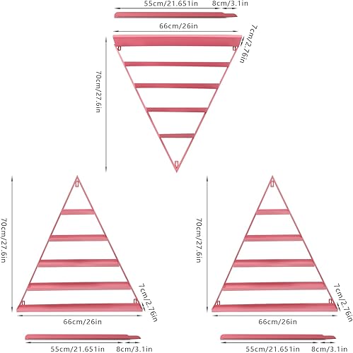 Miniatura 3 de Estante de almacenamiento de esmalte de uñas de metal para montar en pared, organizador de esmalte de uñas triangular de 5 niveles, soporte de