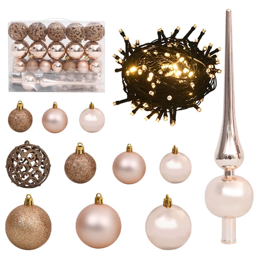 luci led a batteria,led a batteria,lucine led decorative a batteria,Set Natale con 61 Palline Punta e 150 Luci LED Oro RosaIdeal für Weihnachtsfeiern, Wandambiente