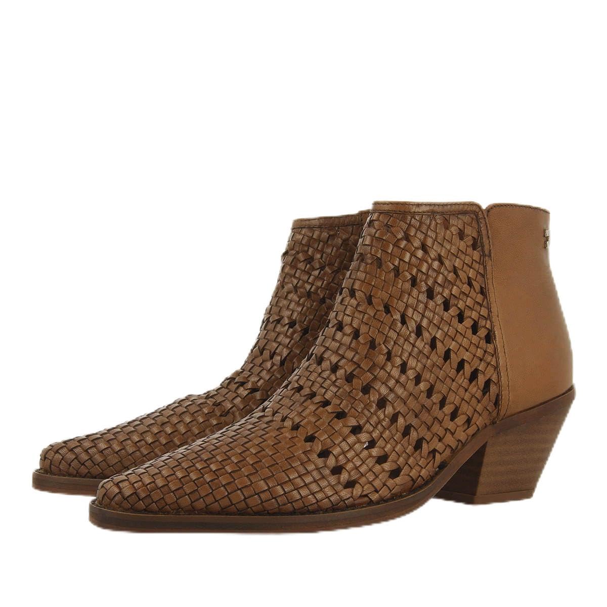 Stivali Cowboy Intrecciati Tacco Pelle Livonia