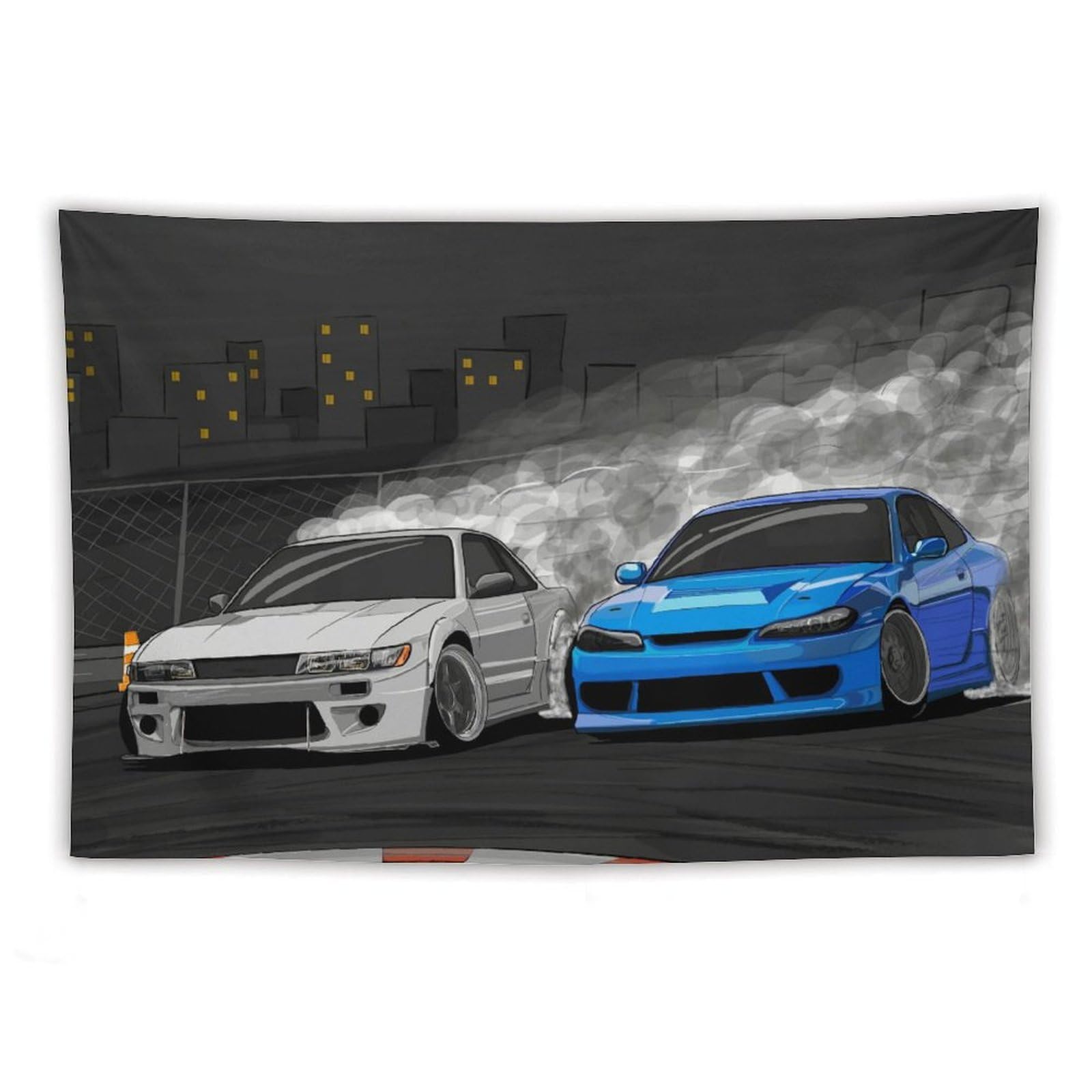 MaLji Jdm Japanese Car Art Silvia S13 And S15 Wall Tapestry for Bedroom Home Wall Room Decor40 x60, style