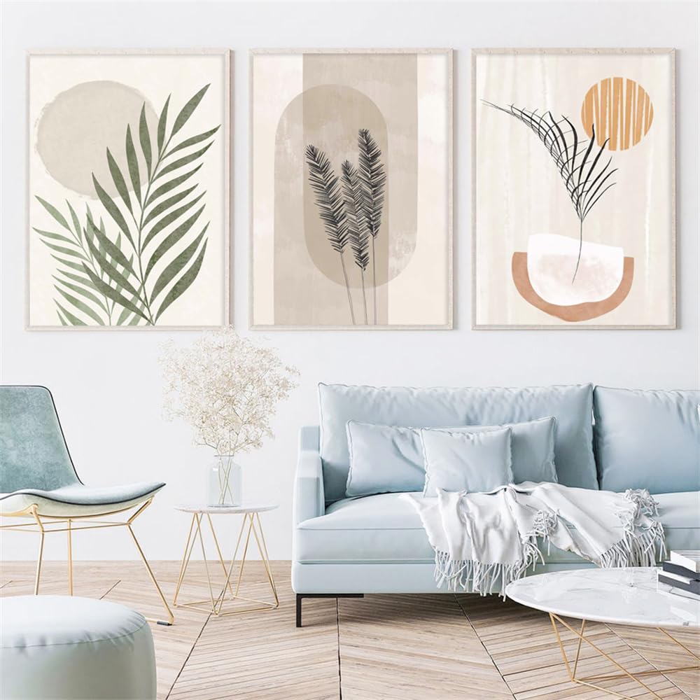 WBYZAC Botanical Posters-Nature Reed Leaf Minimalist Abstract Boho Wall Art Pictures Canvas Painting Nordic Posters and Prints Living Kitchen Room Decor-60 * 80cm*3PCS (No Frame)