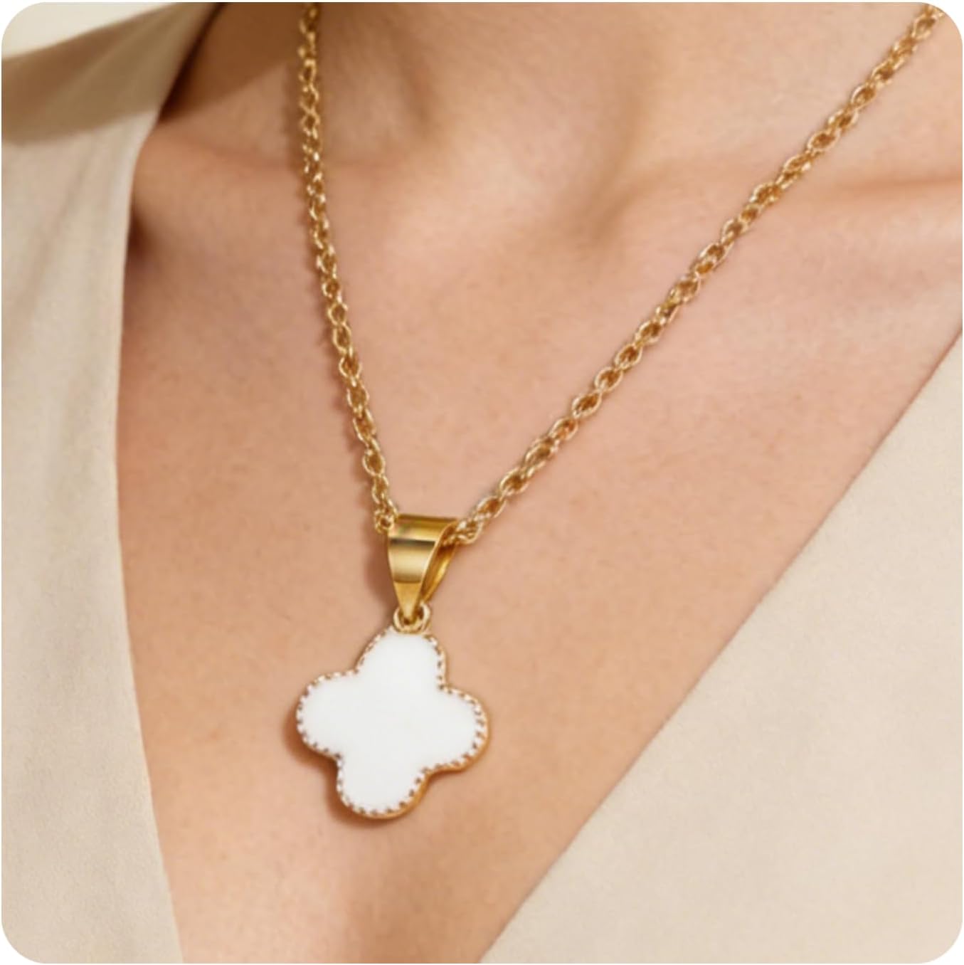 3 Colors Elegant 18K Gold Plated FourLeaf Clover Pendant Necklace – Adjustable Chain – Lucky Minimalist Jewelry Gift for Women
