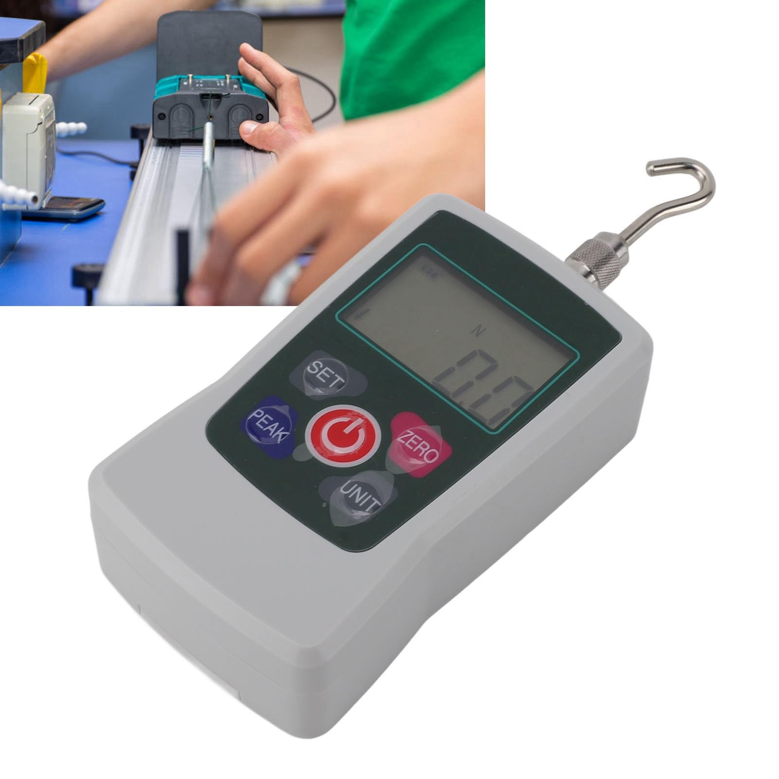 Medidor de Fuerza, Medidor Digital de Empuje y Tracción, Dinamómetro 50-500N, Medidor de Tracción de Gatillo 500N 50Kgf 110Lbf 1800Oz, para Prueba de Fuerza de Laboratorio,