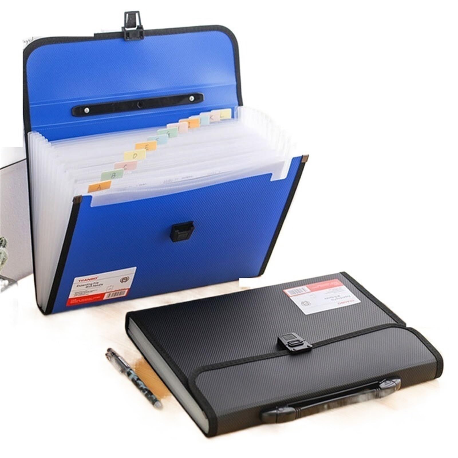 Organizador de archivos en acordeón de plástico, Carpeta Archivadora Expandible De Plástico 13 Bolsillos Tamaño A4 330x240x30mm Multicolor(Black)